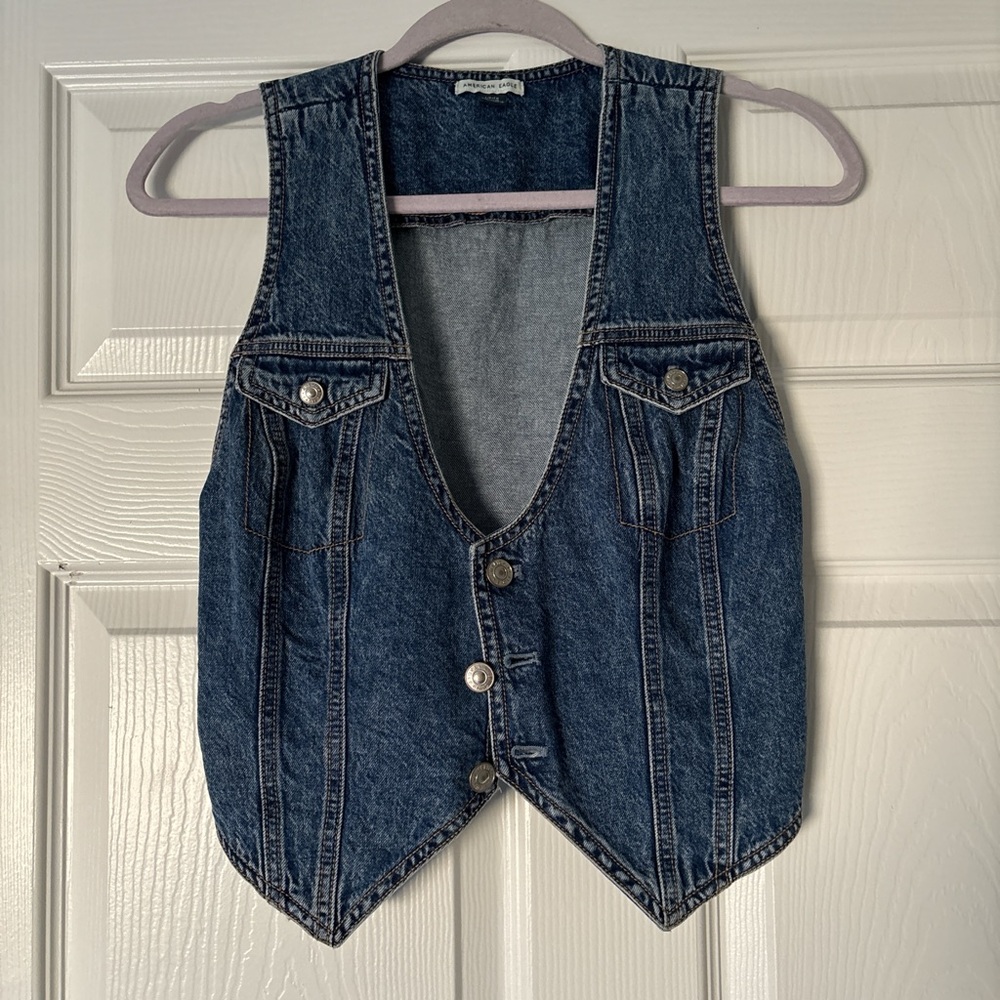 American Eagle Outfitters Blue Denim Vest